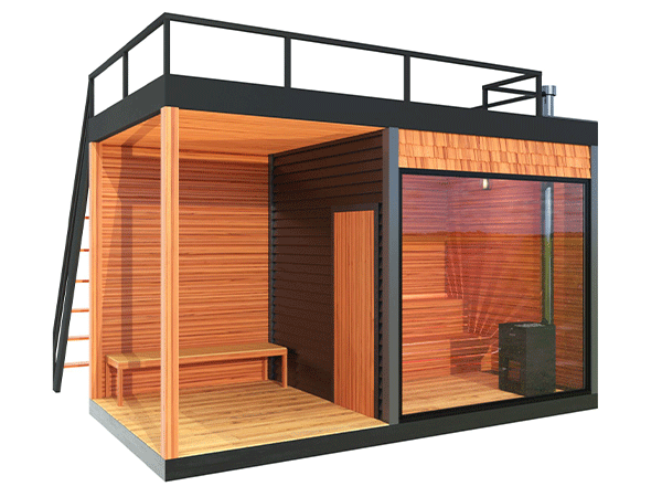 Outdoor Sauna with porch and rooftop patio